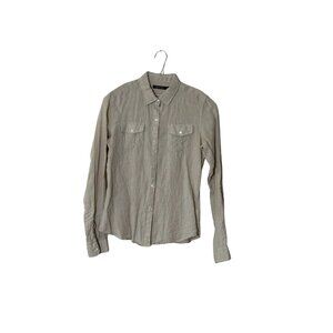 Women's Premium Two Pocket Linen Shirt S 100% French Linen Beige Professional